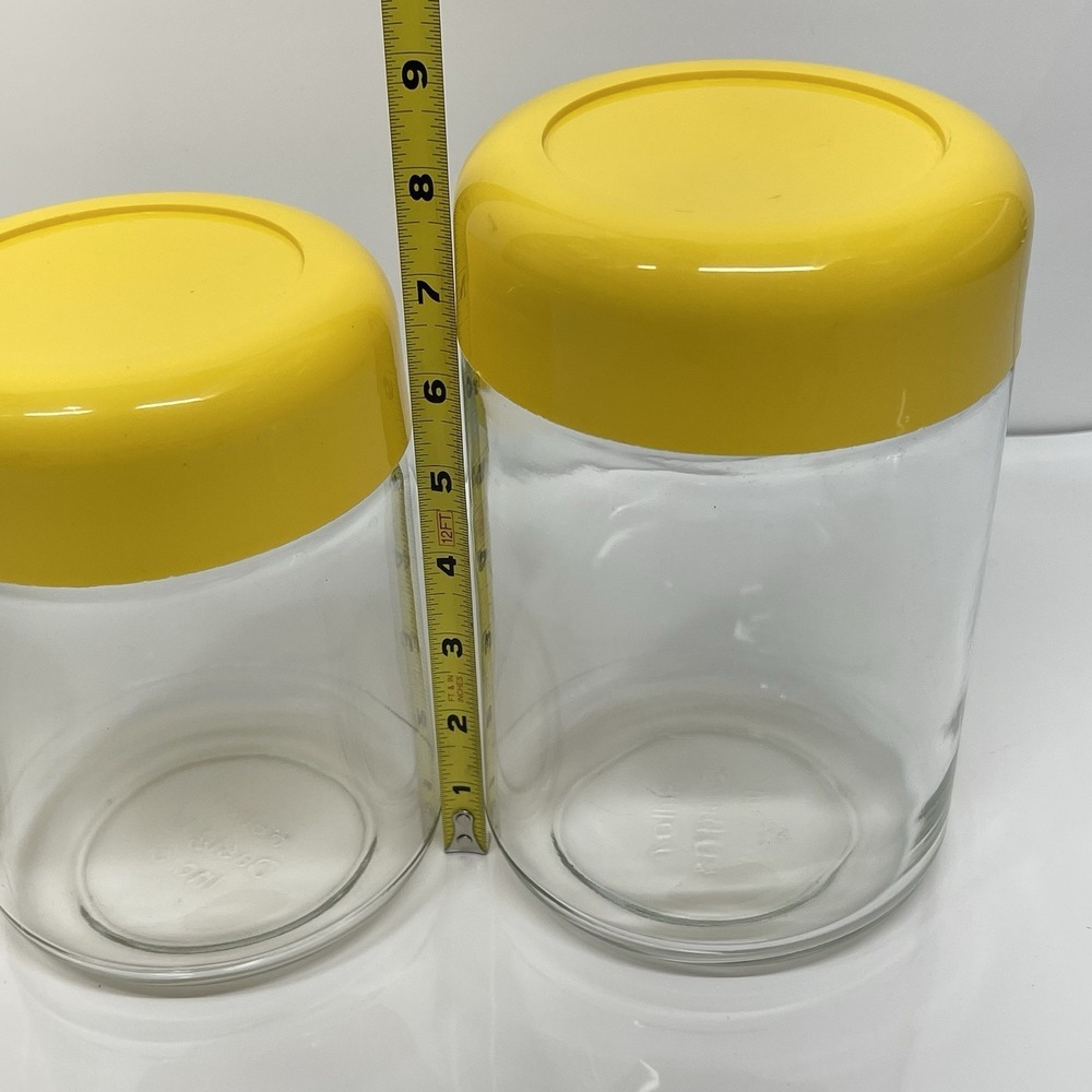 Heller Designs Massimo Vignelli Vintage Yellow Lid Jars Canisters MCM Set Of 3 - Picture 6 of 11